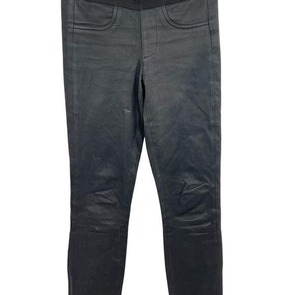 Helmut Lang Black Leather Pull-On Skinny Legging Moto Pants Size 0 *Flawed - Picture 3 of 11